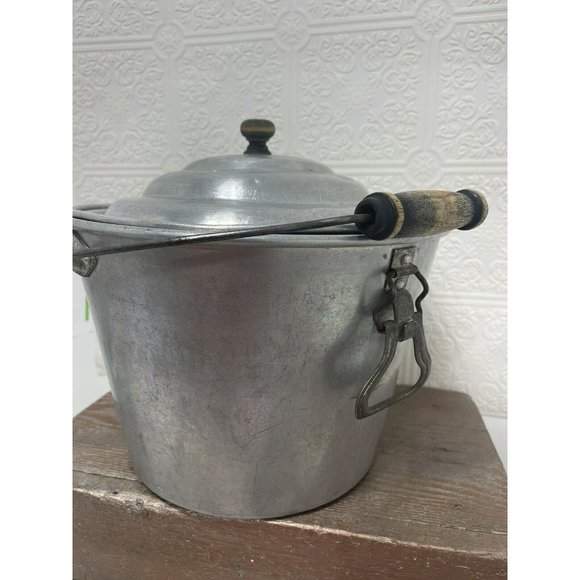 Vintage Wear-Ever Milk Bucket Aluminum Dairy Pail Strainer Old Farm Antique USA